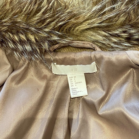 H&M Caramel Long Biker Jacket with Faux Fur - Picture 4 of 4